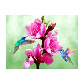 Kolibrik rózsaszín virággal kreatív gyémánt kirakó készlet