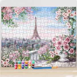 Eiffel torony rózsákkal számfestő puzzle