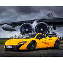 Sárga sportautó repülő hajtóművel a háttérben kreatív gyémánt kirakó készlet