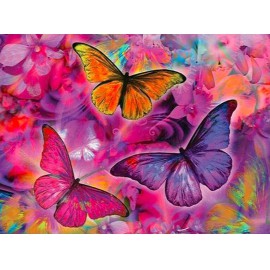 Három színes pillangó rózsaszínes színvilágban kreatív gyémánt kirakó készlet