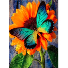 Élénkszínű pillangó és virág kompozíció kreatív gyémánt kirakó készlet