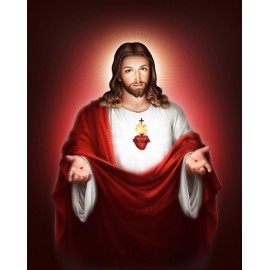 Jézus vörös színárnyalatú ábrázolásban kreatív gyémánt kirakó készlet