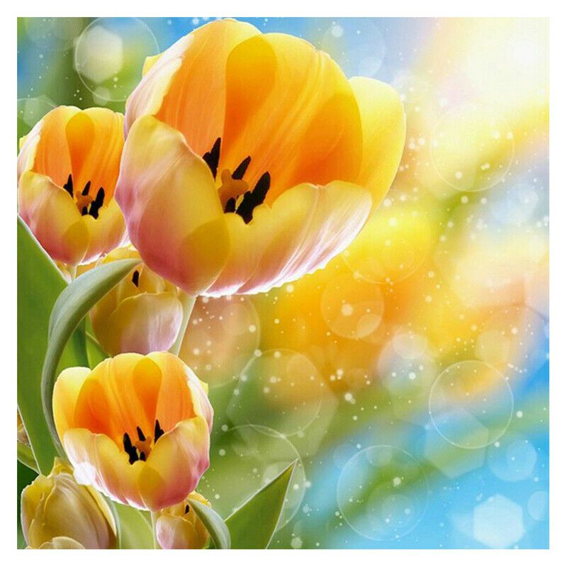 Három szál sárga tulipán kreatív gyémántkirakó készlet