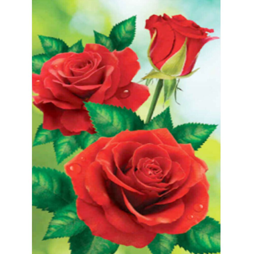 Három szál vörös rózsa kreatív gyémánt kirakó készlet