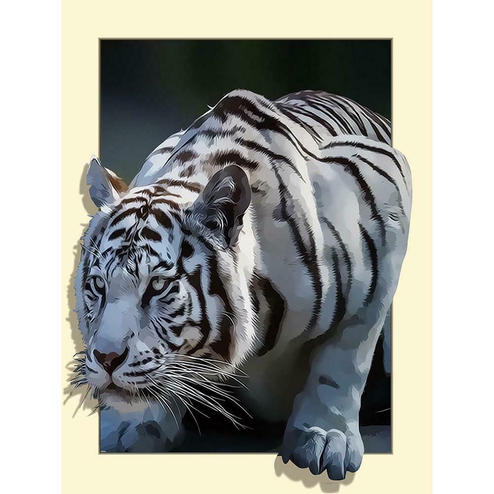3D-s fehér tigris kreatív gyémánt kirakó készlet