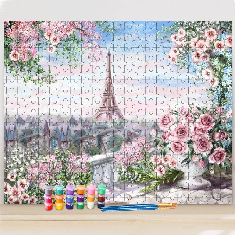 Eiffel torony rózsákkal számfestő puzzle