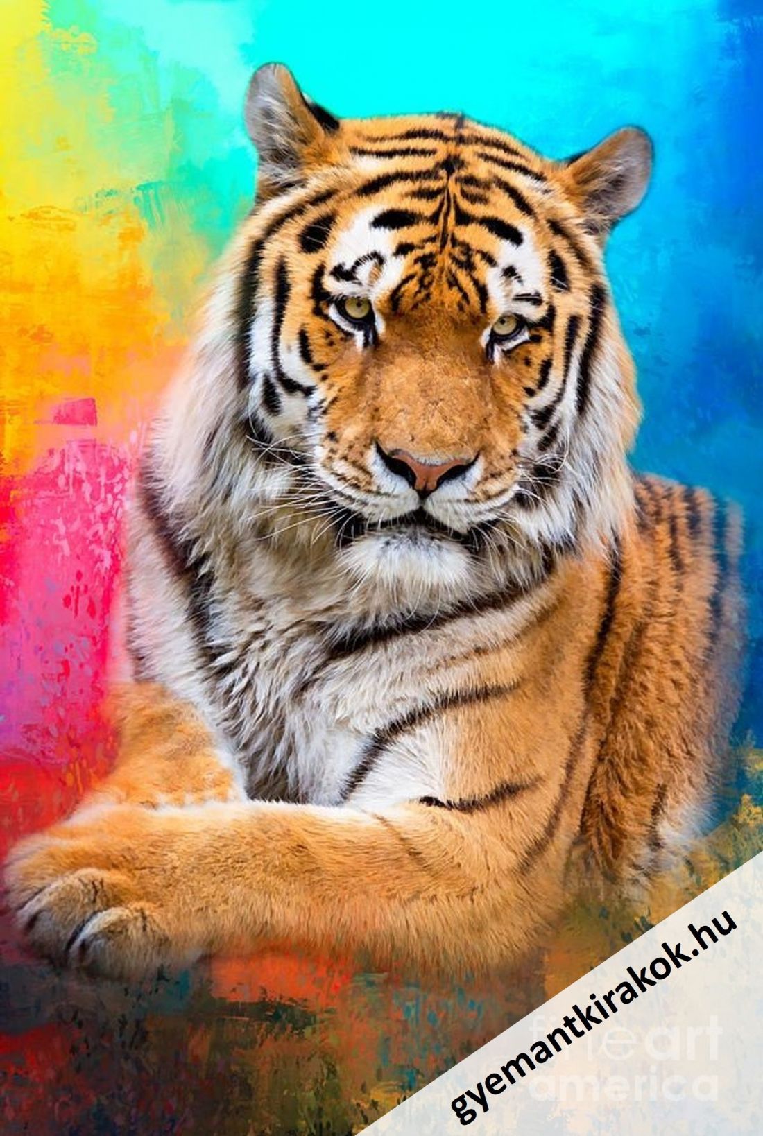 Tigris szivárványos háttérrel kreatív gyémántkirakó készlet