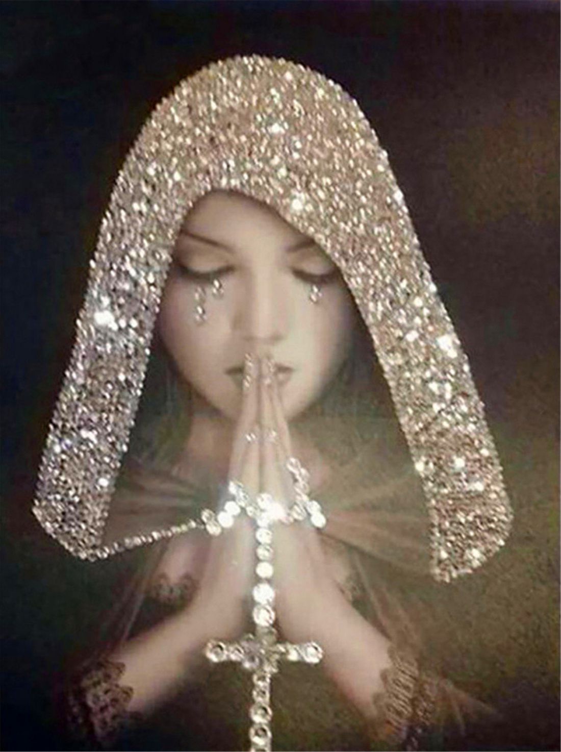 Imádkozó hölgy gyémántokkal kreatív gyémánt kirakó készlet