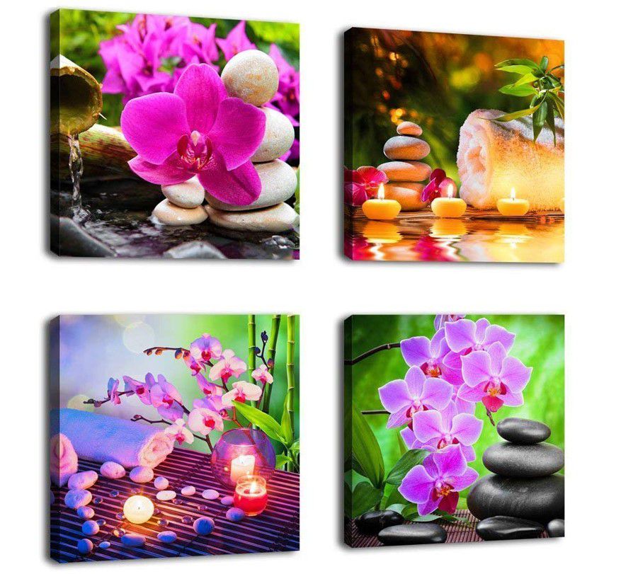 4 részből álló élénk színű orchideás wellness kreatív gyémánt kirakó készlet